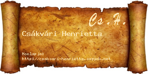 Csákvári Henrietta névjegykártya